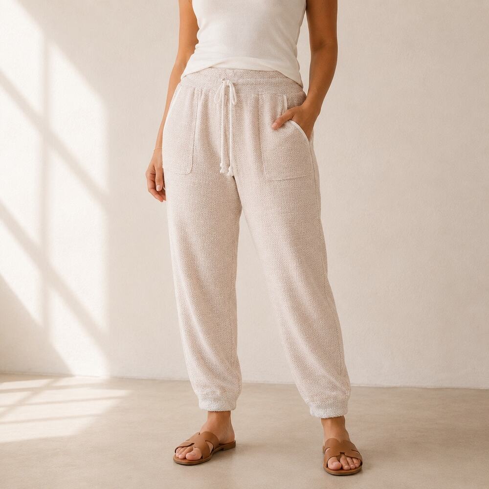 Faherty Women’s XL Herringbone Jogger Pants Cotton Blend Drawstring Pockets